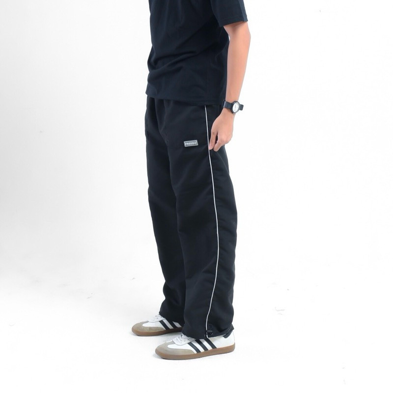 (Skyvon) CELANA PARASUT PANJANG STRIP/ CELANA PARASUT PANJANG HITAM/ CELANA PARASUT STRIP/  BAGGY PA