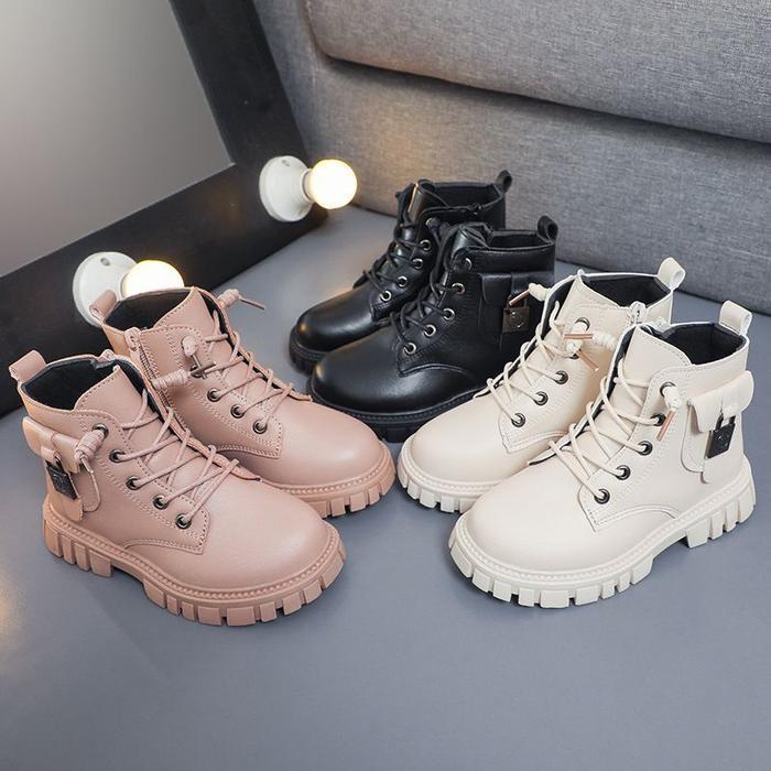 Sepatu Boots anak perempuan import new arrival - HITAM, 32