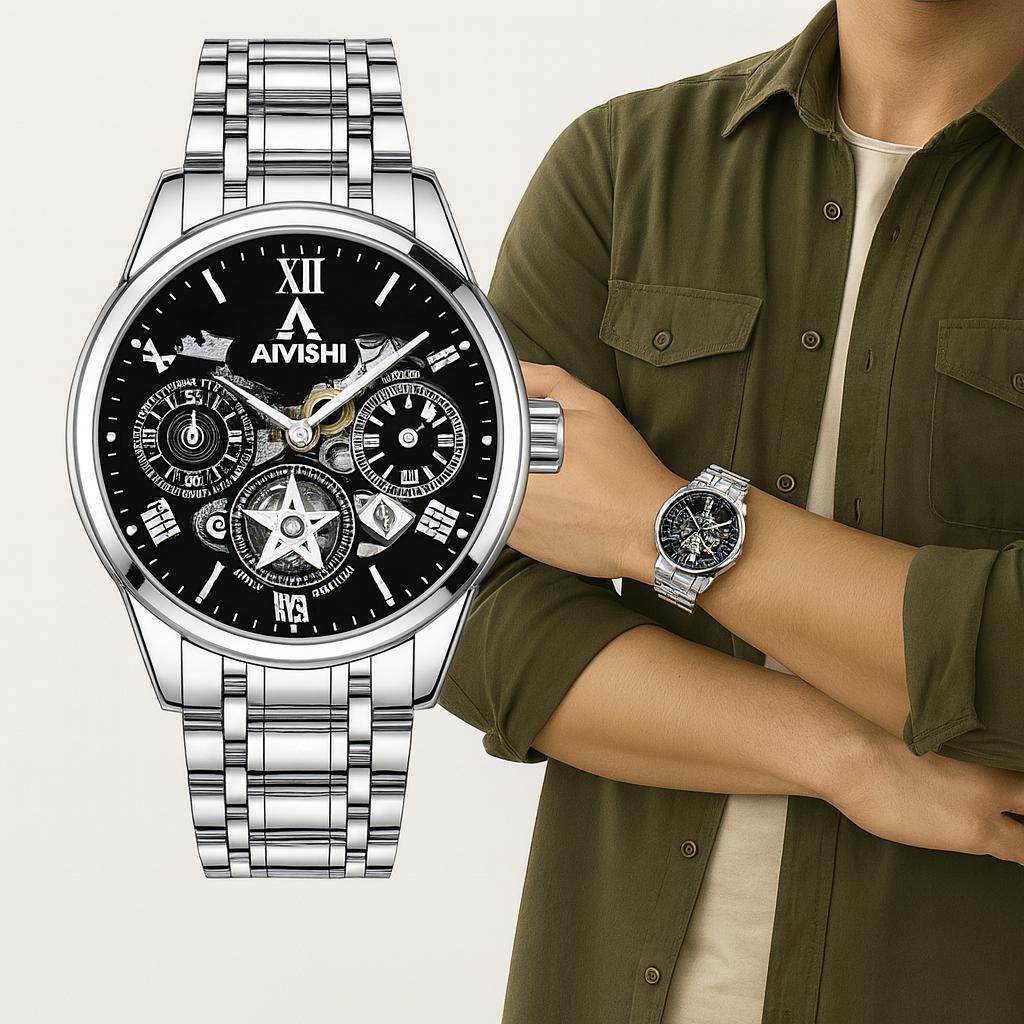 COD AIYISHI Jam tangan pria kuarsa tahan air elegan desain trendi malam, Jam tangan mekanik/Original