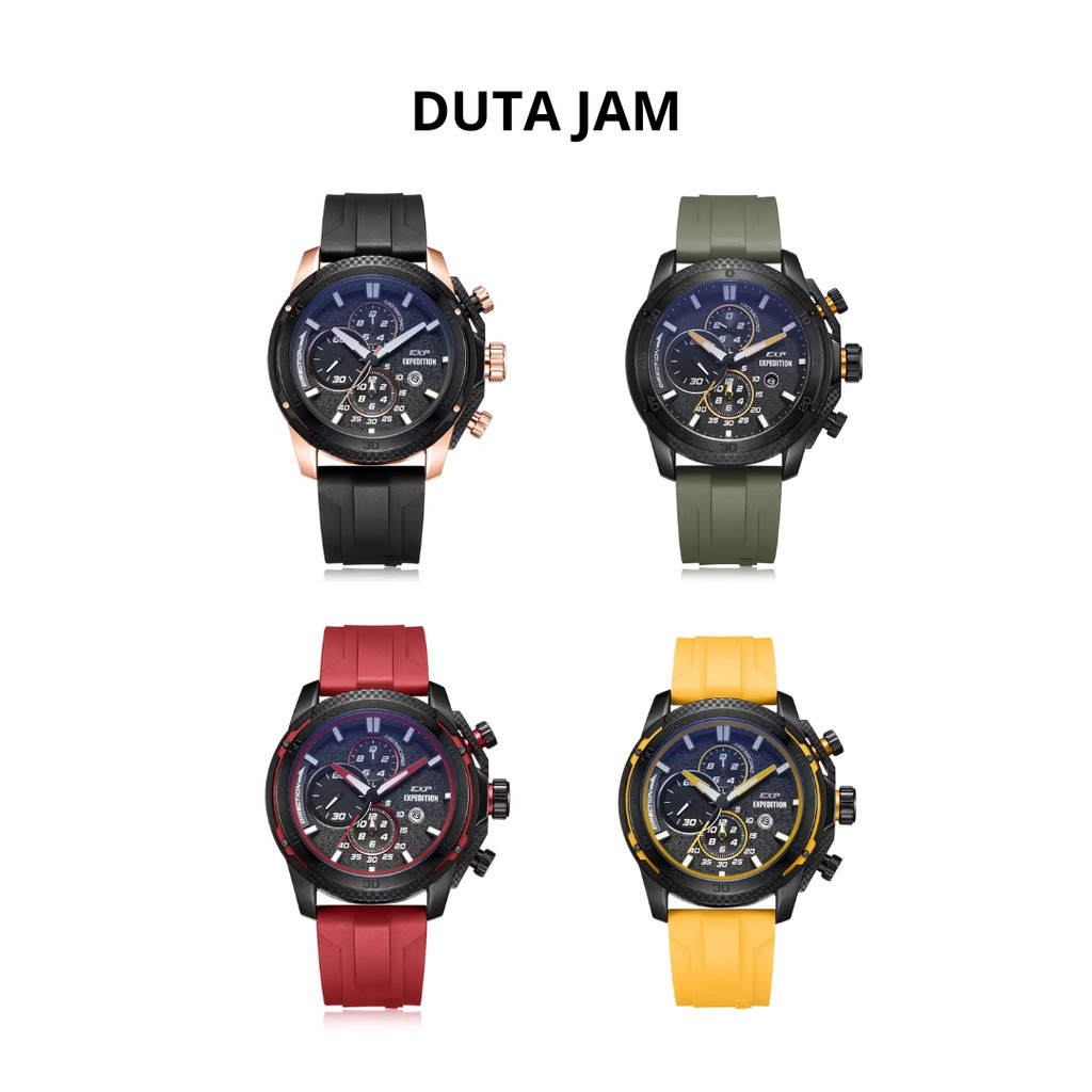 JAM TANGAN PRIA EXPEDITION E6810 E 6810 MCR CHRONOGRAPH RUBBER STRAP