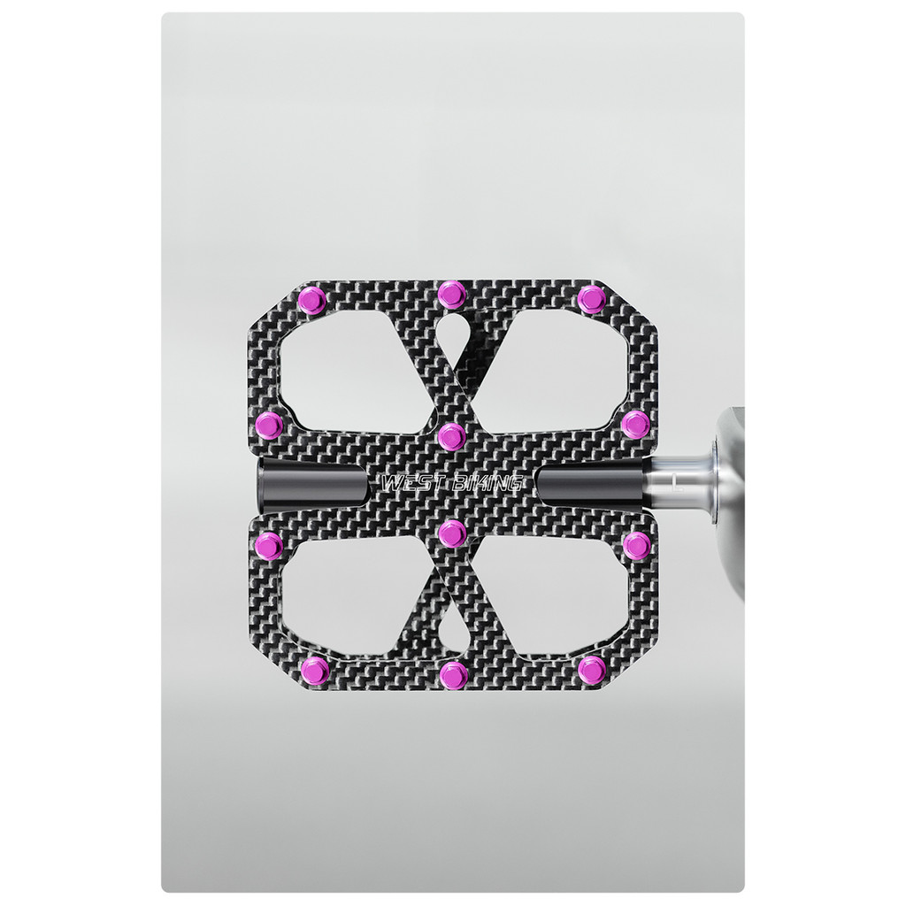 WEST BIKING T700 Carbon Fiber Bike Pedals Ultralight Sealed 3 Bearing Bicycle Pedal Titanium Axle Cy