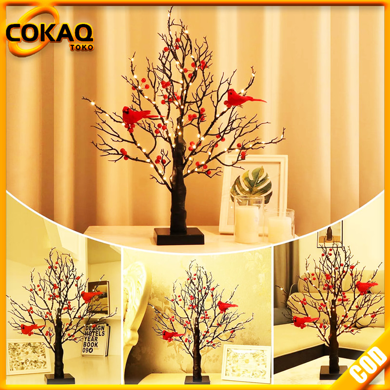 COKAQ Lampu Hiasan Pohon LED Lampu Hiasan Natal Ranting Unik Lampu Meja Tidur Pohon Hiasan