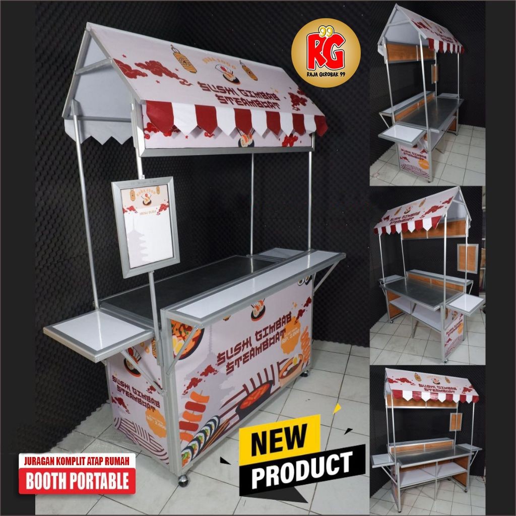 PROMO AKHIR TAHUN Gerobak lipat atap rumah joglo booth portable meja lipat jualan murah raja gerobak