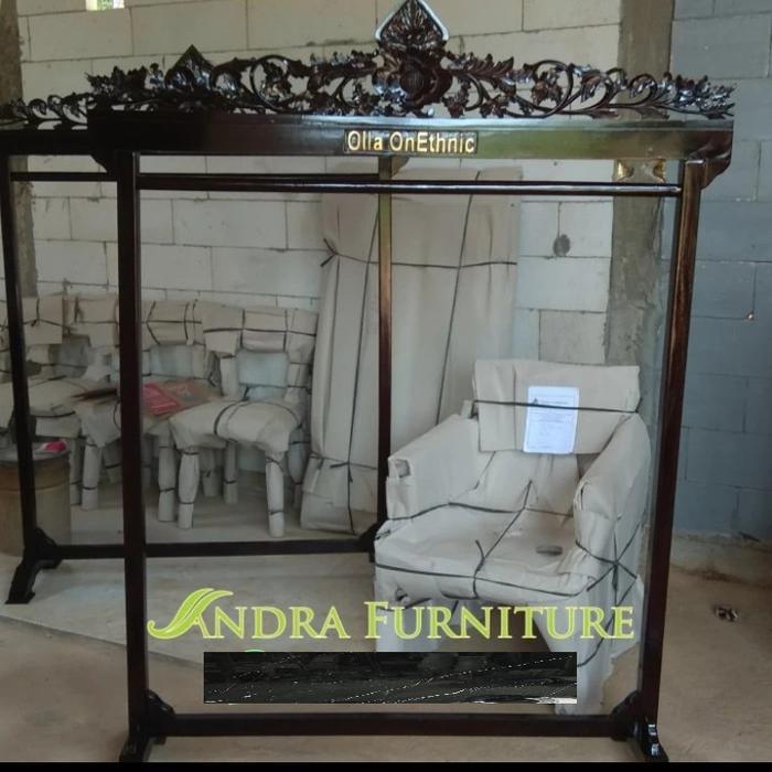 gawangan kayu ukir jati,gawangan baju,gawang batik, gantungan baju JS