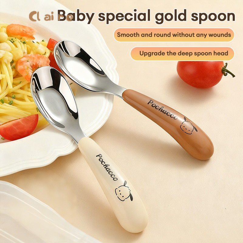 201 STAINLESS STEEL SENDOK MAKAN ANAK BAYI / PERALATAN MAKAN SENDOK GAMBAR KARTUN STAINLESS STEEL / 