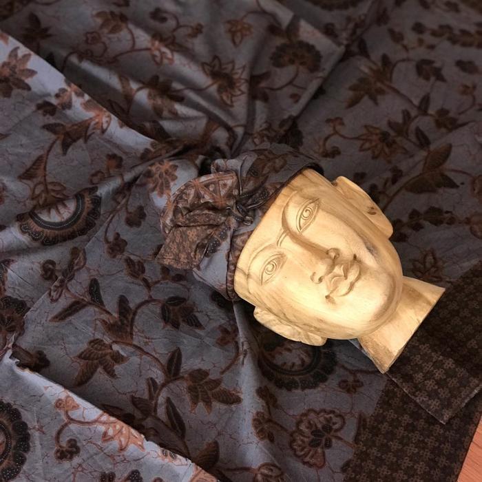 set saput udeng batik bali - rembang krem, saput udeng