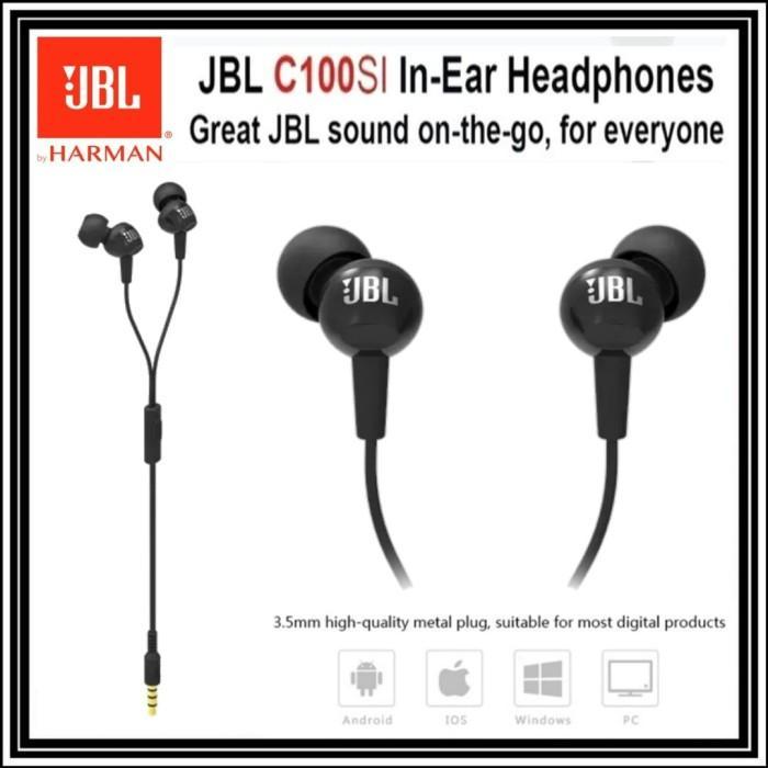 WAVEBOX JBL C100SI HEADSET ORIGINAL IN EARPHONE HEANDSFREE HEADPHONES WITH MIC - HITAM., JBL-C100SI