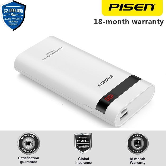 (Urban Accessories) PISEN 10000mAh LED Portable Power II Power Bank 10000mAh Android Samsung Xiaomi 