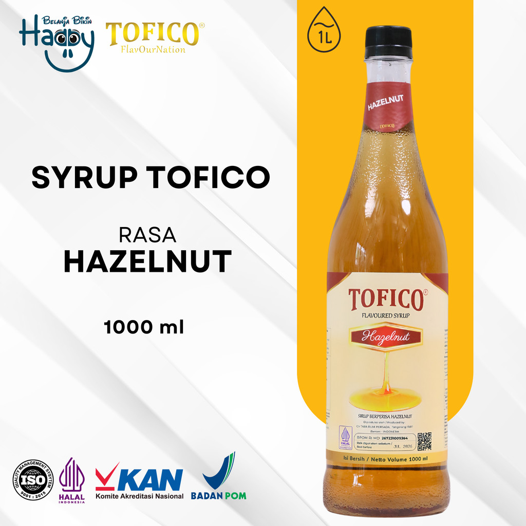BBH Tofico Hazelnut Syrup 1 Liter - Sirup Premium Halal Berkualitas Rasa Kacang Hazelnut Original To