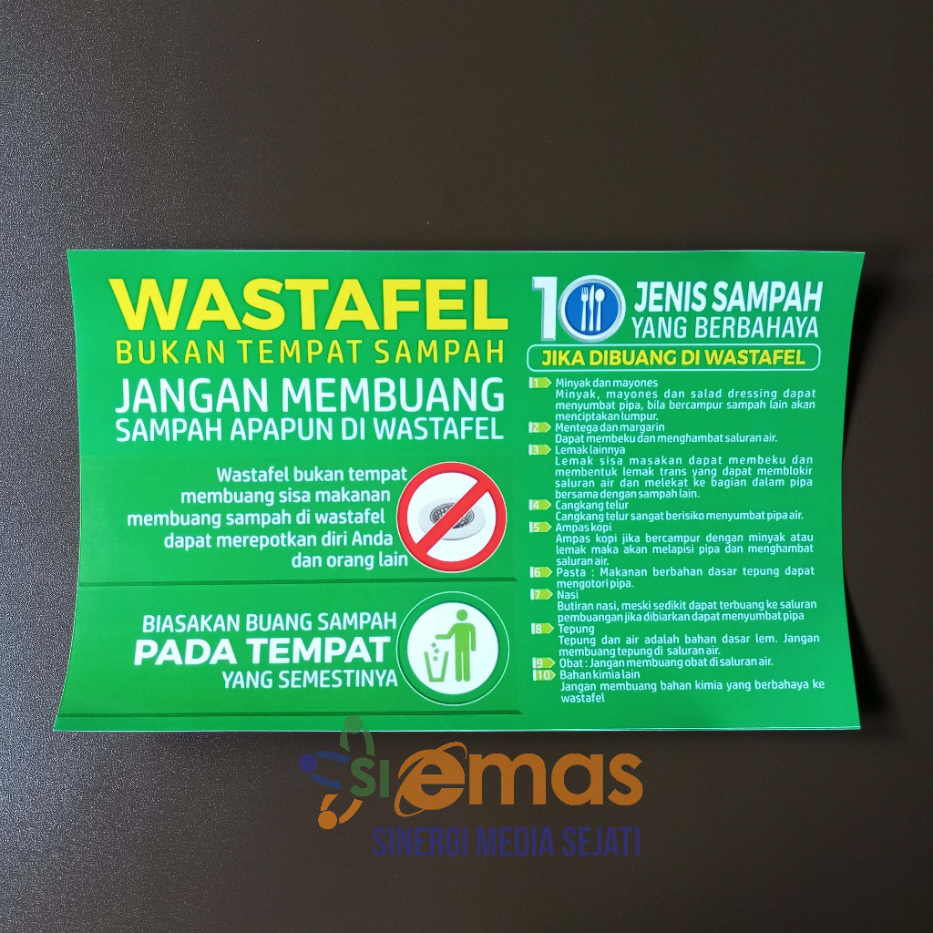 Stiker Larangan Membuang Sampah pada Wastafel | Sticker Wastafel Bukan Tempat Sampah | Sticker Janga