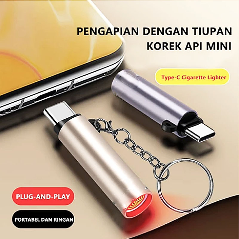 Tipe C Pemantik Rokok Ponsel OTG Paduan Aluminium Pemantik Elektronik