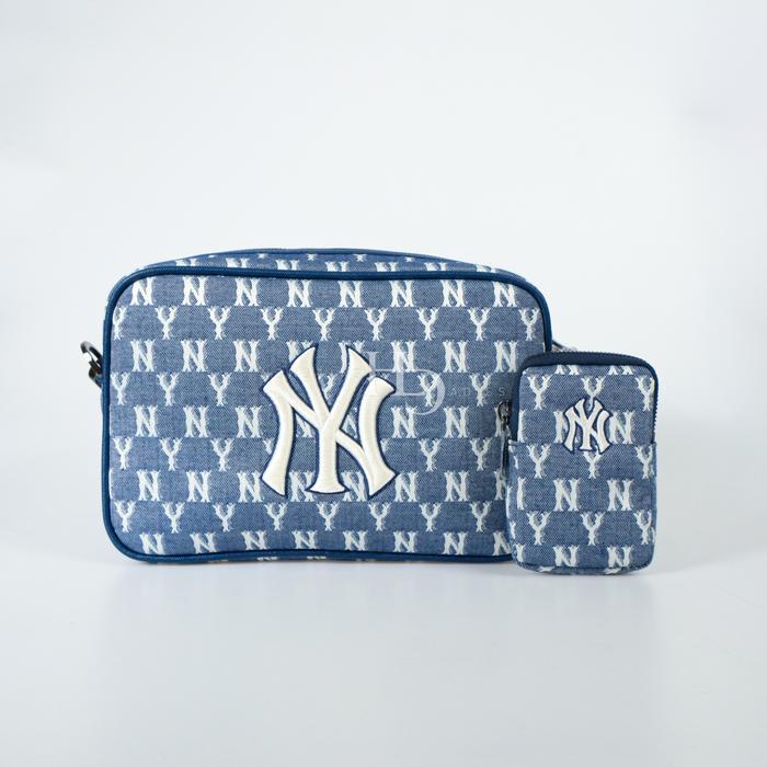 MLB NY Yankees Monogram Jacquard Medium Cross Bag Denim Navy