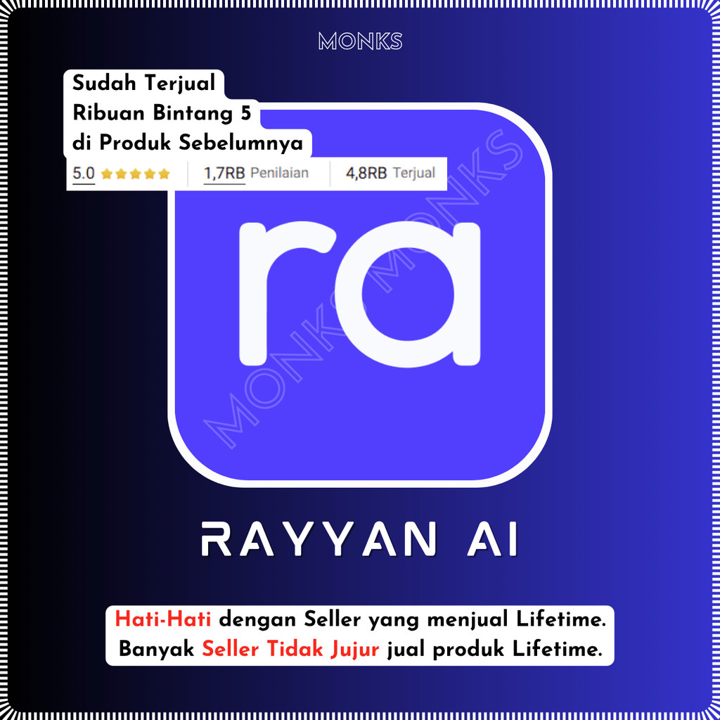 Akun Rayan AI Premium Termurah di Shopee, Sharing Akun Garansi 100% Monks