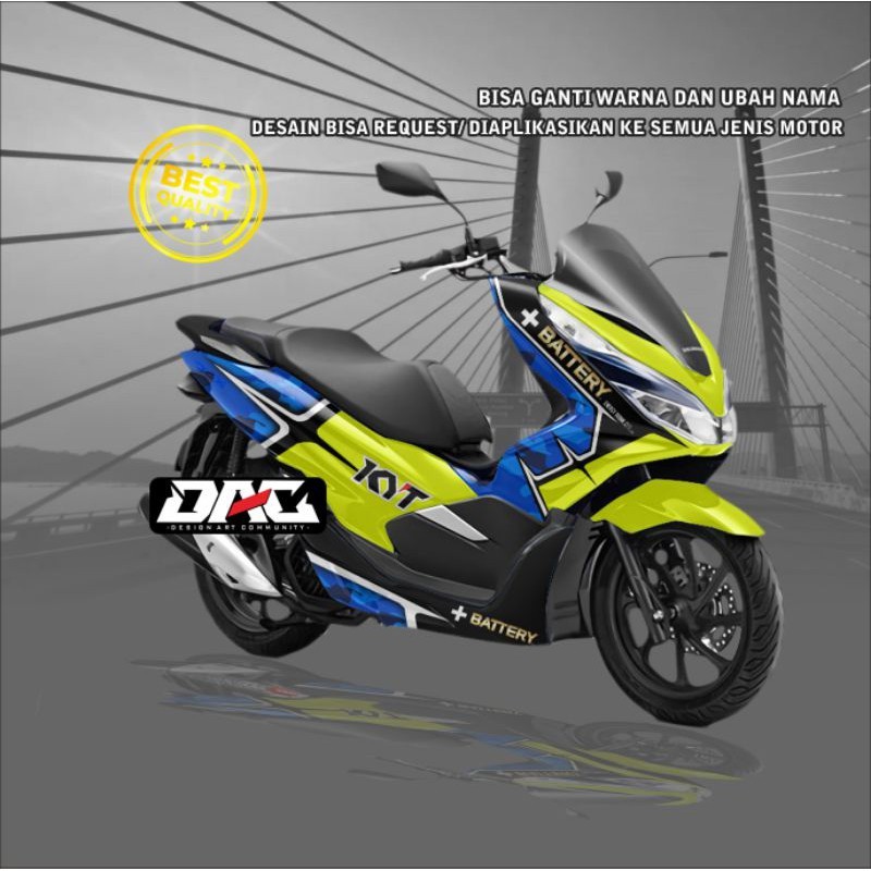Sticker Decal full body PCX grafis hijau stabilo biru