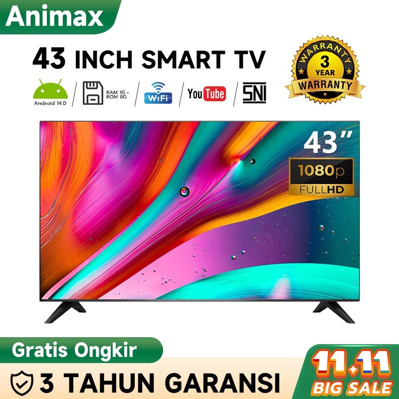 TERBAIK Animax Sakura Smart TV Digital 43 inch TV LED Android 14.0 FHD Televisi LED TV 32 inch TV 43