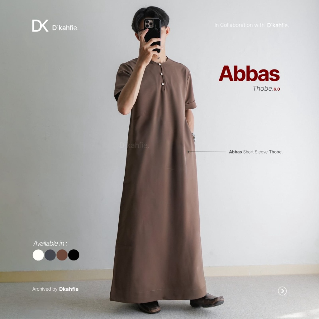 Dkahfie Abbas Short Sleeve Thobe Series 6.0 | Gamis Lengan Pendek | Gamis Pria Slimfit | Gamis Pria 