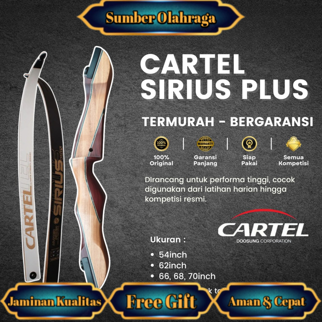 Paket Bowset Panahan | Cartel Sirius Plus Original Full Set | Busur Standar Latihan & Pemula
