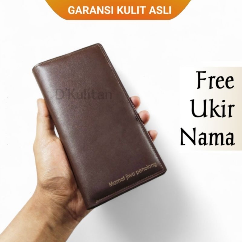 KINGSHOP Dompet Kulit Pria Wanita Original Kulit Asli Panjang Tipis