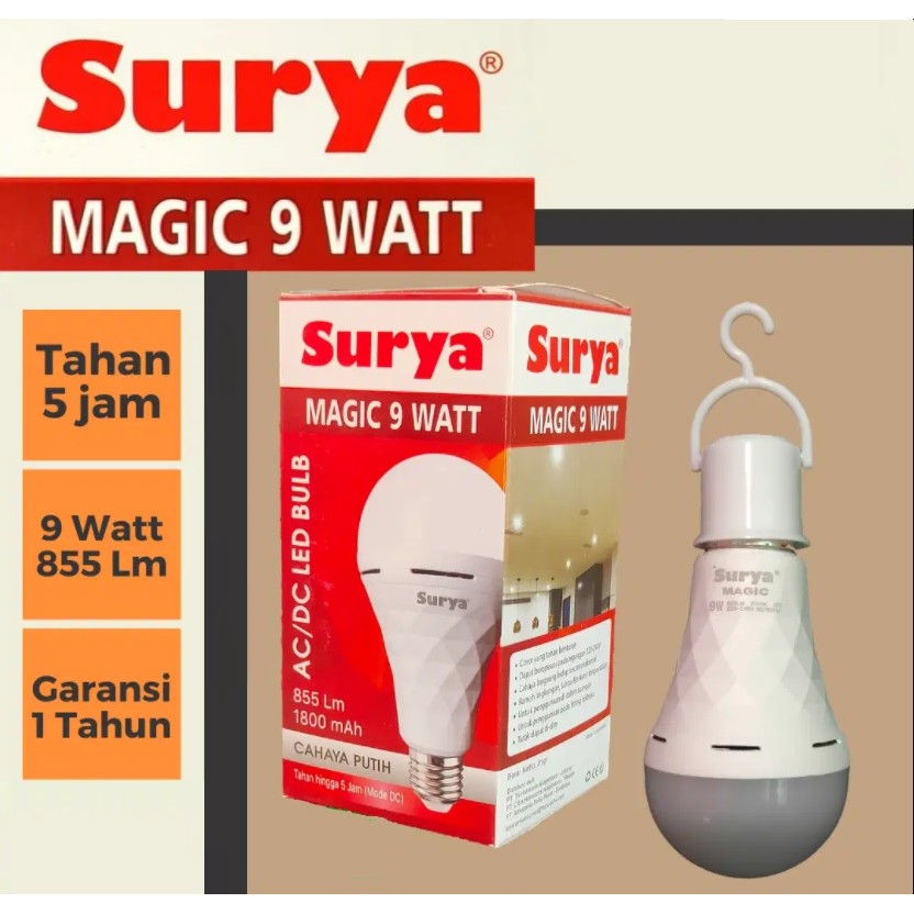 Lampu Emergency LED Surya Magic 9 Watt | Lampu LED Otomatis Surya Magic I 9 Watt