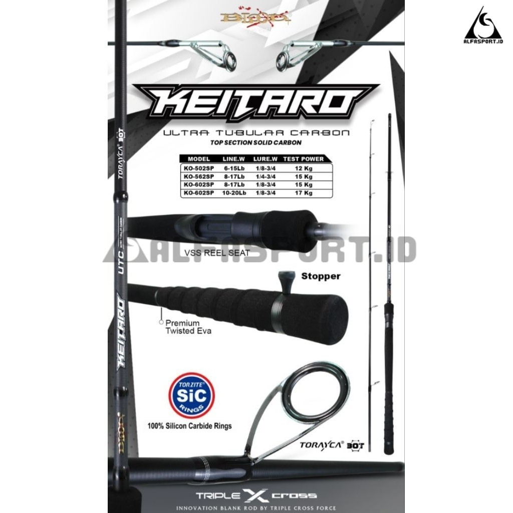AlfaSport.Id Joran Pancing BLOOD-X Keitaro Ultra Tubular Carbon SolidTip 150 165 180 - AS