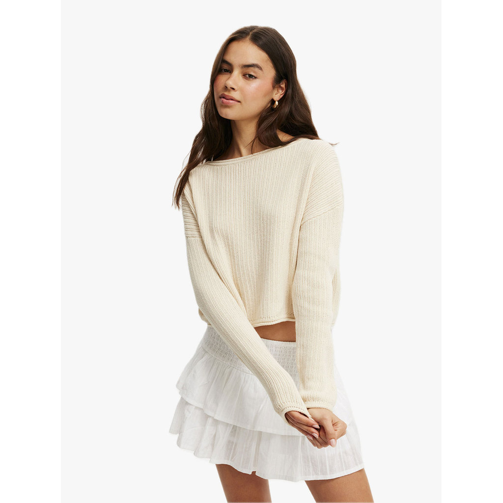 COTTON ON - ATASAN - BOAT NECK LONG SLEEVE KNIT