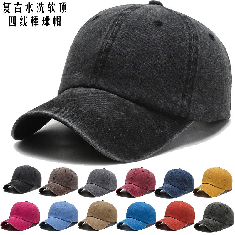 Topi Baseball Retro Soft Top Dicuci Gaya Amerika Vintage Keren