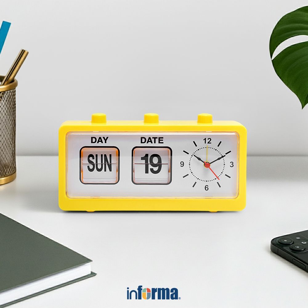 Informa Jam Weker Analog - Kuning Alarm Clock Waker Clock Jam Alarm Dekorasi Kamar Tidur Penunjuk Wa