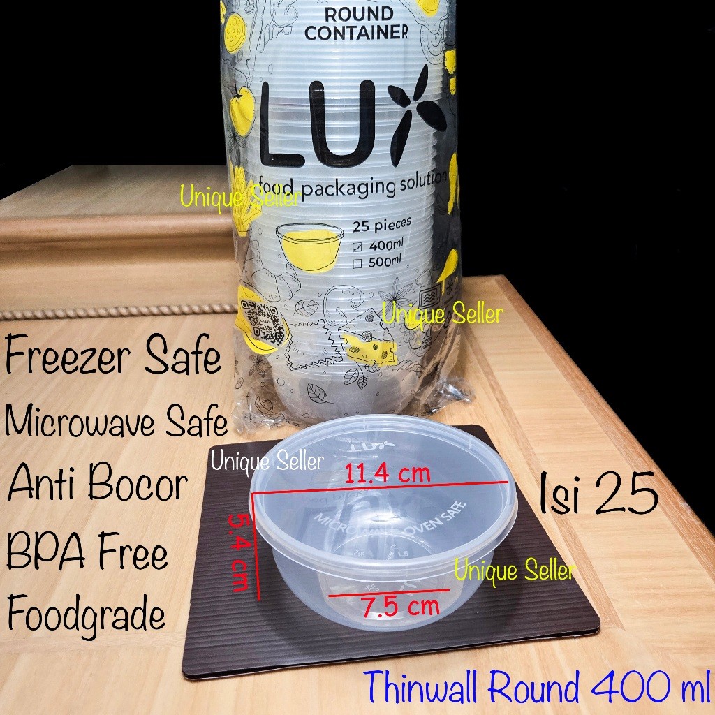 [1Dus] Thinwall Bowl 400 ml LUX isi 500 pcs Anti Bocor Thinwal Mangkok Kuah Bakso Mie Plastik 400ml