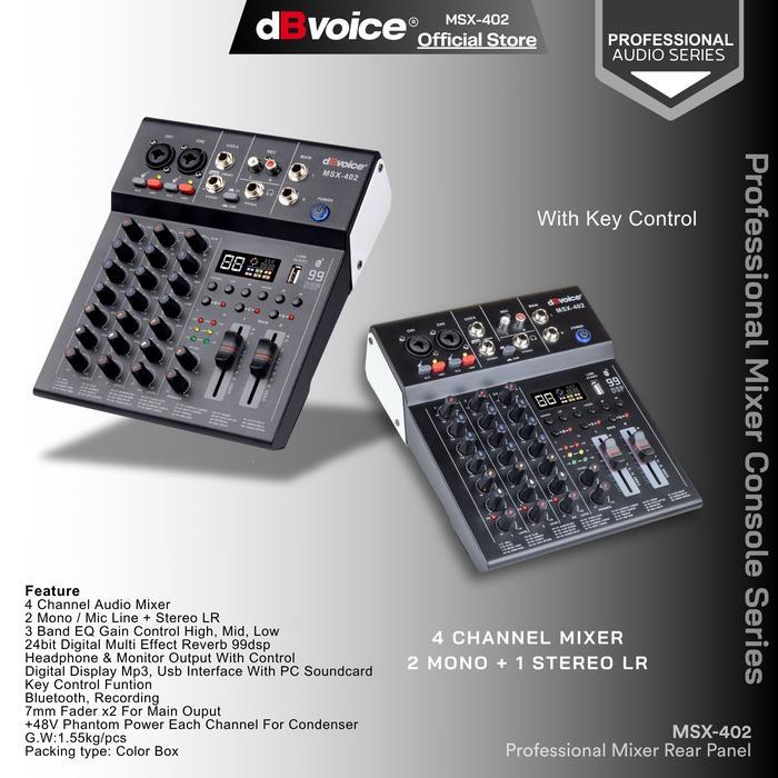 Mixer 4Channel dengan Key Control dan 99DSP Efek dBvoice MSX-402