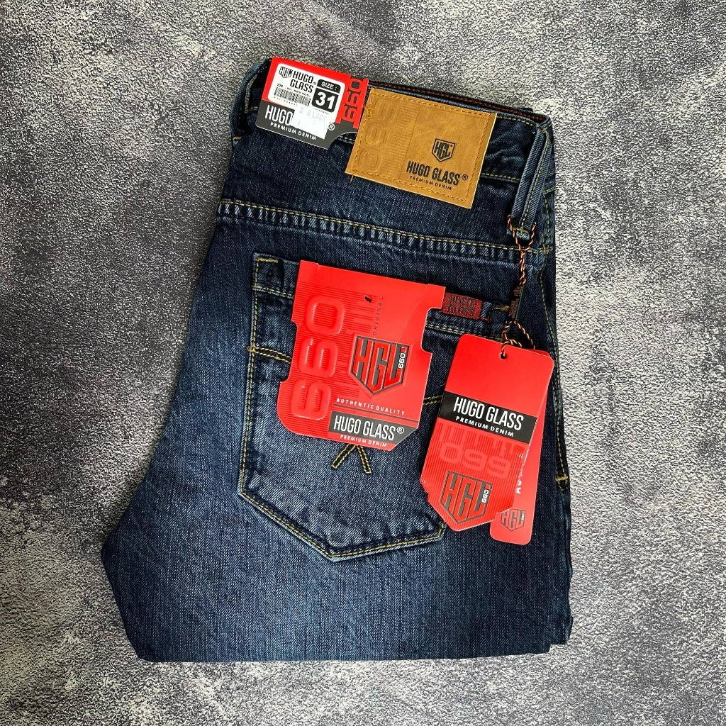 HUGO GLASS ORIGINAL Jeans Panjang Pria Slimfit – Bahan Corvus Import Selvedge Denim Terbaru