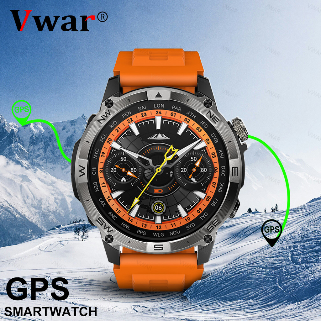 VWAR GPS Smart Watch 1.43” HD AMOLED Display Built-in GPS Compass Bluetooth Phone Calls Sports Smart