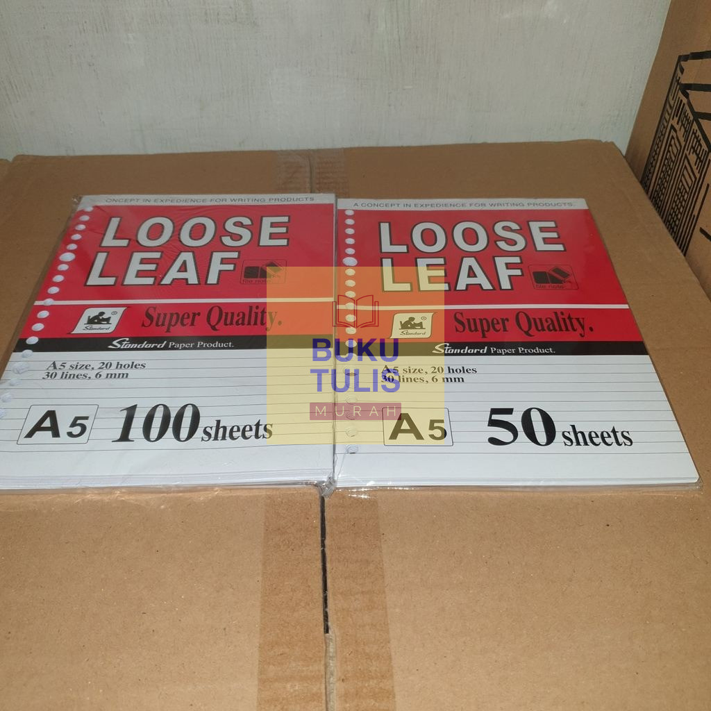 [Pack] Loose Leaf STANDARD BERGARIS A5 50 100 Lembar Isi Kertas Binder HVS