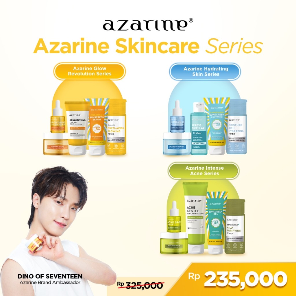 Azarine Skincare Series [5 PCS] Paket Lengkap Skincare BEST SELLER Mencerahkan Mengatasi Jerawat Dan