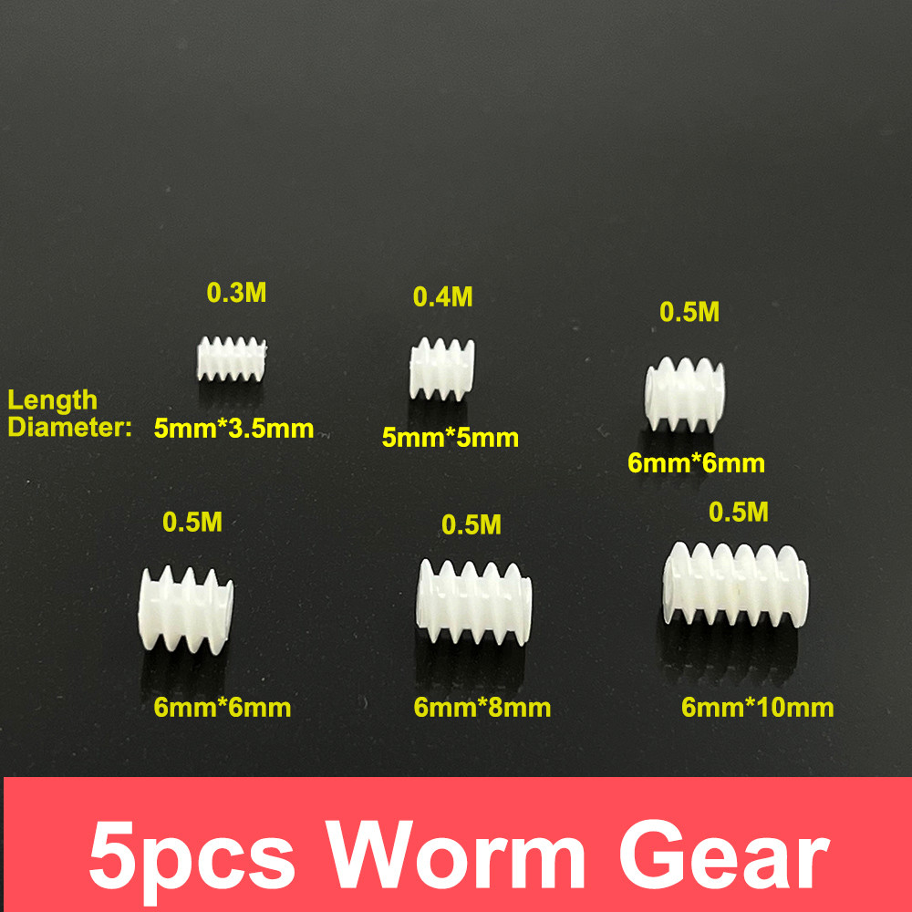 5pcs/lot 3.5mm/5mm/6mm Worm Gear Plastic Gear Toy RC Model Car 1mm/2mm Shaft Motor Transmission Pini