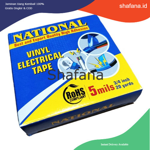 asli isolator Isolasi Listrik National Hitam Solasi Kabel Nasional Electrical Tape Berkualitas
