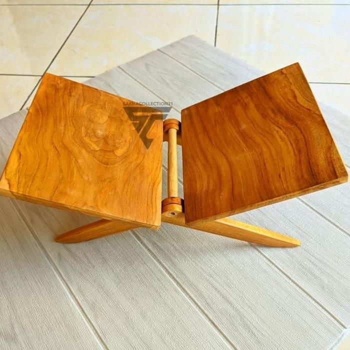 AH Rekal rehal meja lipat tatakan ngaji Alqur'an kayu jati KK4