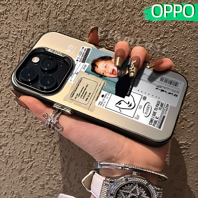 Estetik boy Glossy Hologram PC Case OPPO A18 A57 A16 A15 A17 A60 A3x A3s A5s A54 A53 A12 A31 A58 A1K