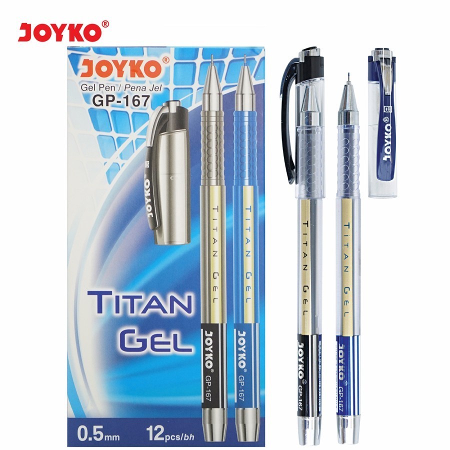Joyko Gel Pen GP-167 Titan Gel 0.5 / Pulpen Gel Pen Joyko 1 Pack / 12 pcs