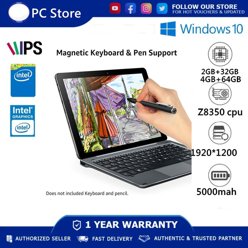 10.1 In i10 Windows 10 & Android 5.1, Intel X5-Z8350 Quad Core 1.44 -1.84 GHzTablet PC 4GB RAM 64GB 