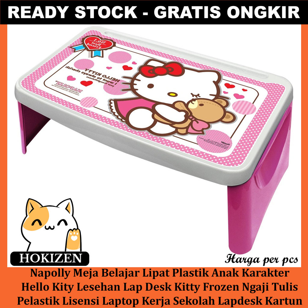 Napolly Meja Belajar Lipat Plastik Anak Karakter Hello Kity Lesehan Lap Desk Kitty Frozen Ngaji Tuli