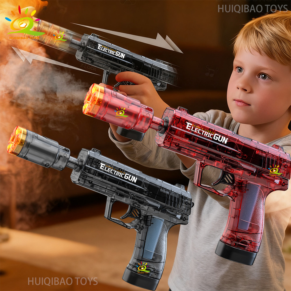 HUIQIBAO USP Led Light Emitting Electric automatic pistol Smoke Gun Toys Automatic Sensor Lights Pis