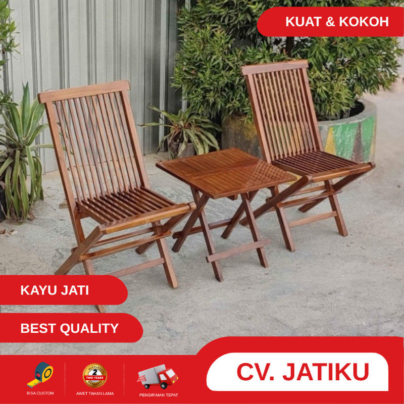 kursi teras kayu jati, kursi lipat kayu jati, kursi teras lipat meja lipat terlaris