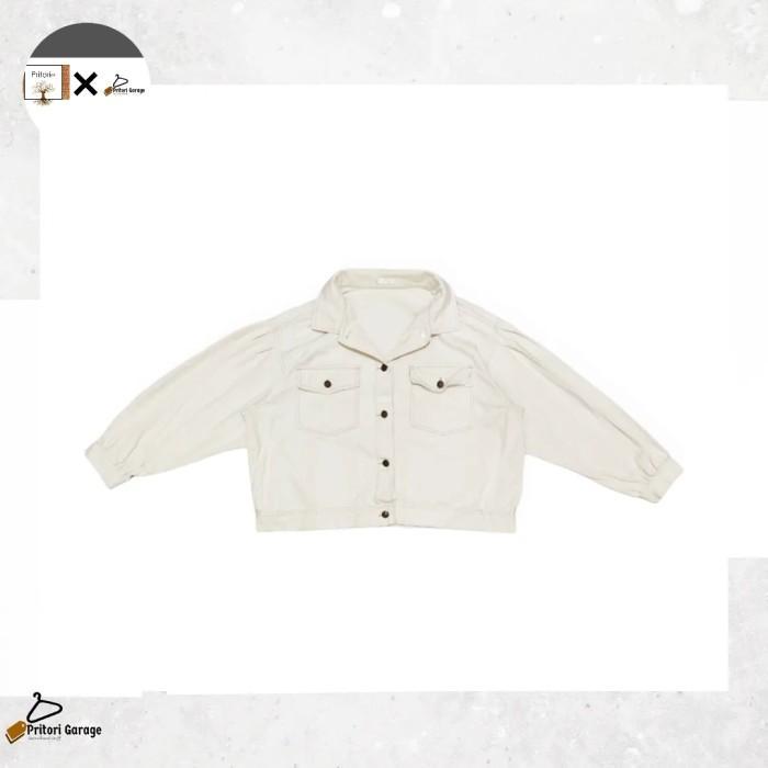 Raw Denim Jeans Trucker Oversize Box Cut Jacket Fun Broken White Color