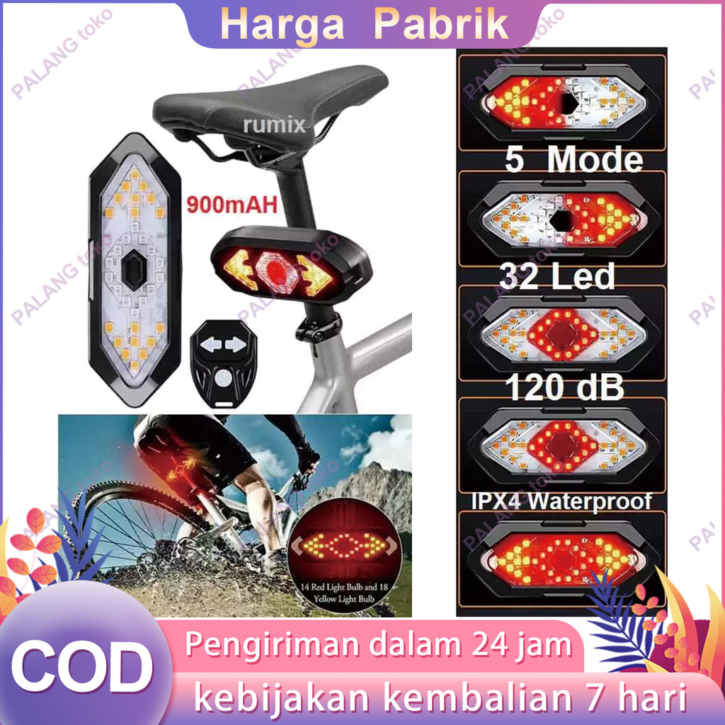 Lampu Belakang Sadel LED Braking Rem Sein Hazard Remot Tanpa Kabel Sepeda FY1820 Lampu Belakang