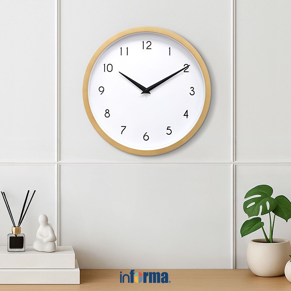 Informa 30 cm Jam Dinding Motif Kayu Mc30 - Putih Wall Clock Jam Tembok Aesthetic Dekorasi Rumah Hia