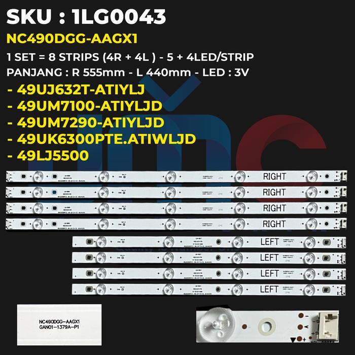 Backlight TV 49 Inch 49UJ632T-ATIYLJD 49LJ5500 49UK6300PTE.ATIWLJD 49UM7290PTD-ATIYLJD 49UM7100PTA.A