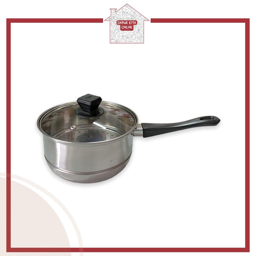 TERLARIS Milk Pot Steamer 20Cm / Panci Kukus 20cm Steamer Panci Susu Milk Pot Saringan Multifungsi /