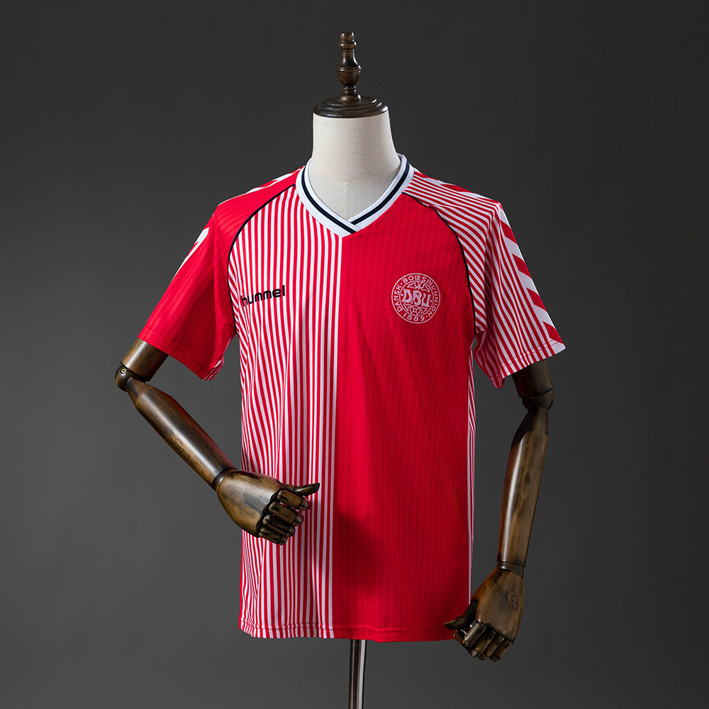Jersey Retro Denmark 1986 home T shirt pria
