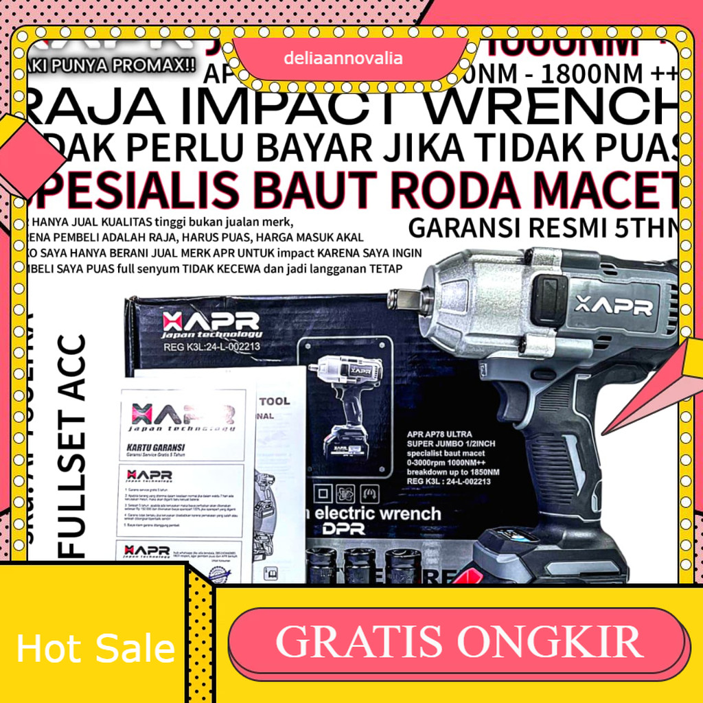 Impact wrench apr jumbo 1800nm ultra ap78 impek bor pembuka baut roda CVT macet