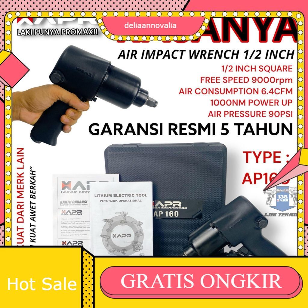 COD Air impact raja impek angin  AP160 1/2INCH bor pembuka baut angin kompresor bengkel